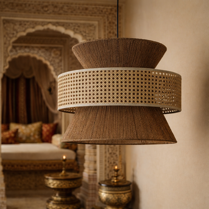 Eco-Friendly Wicker Hanging Lamp Handmade Boho Natural Rattan Bamboo Pendant