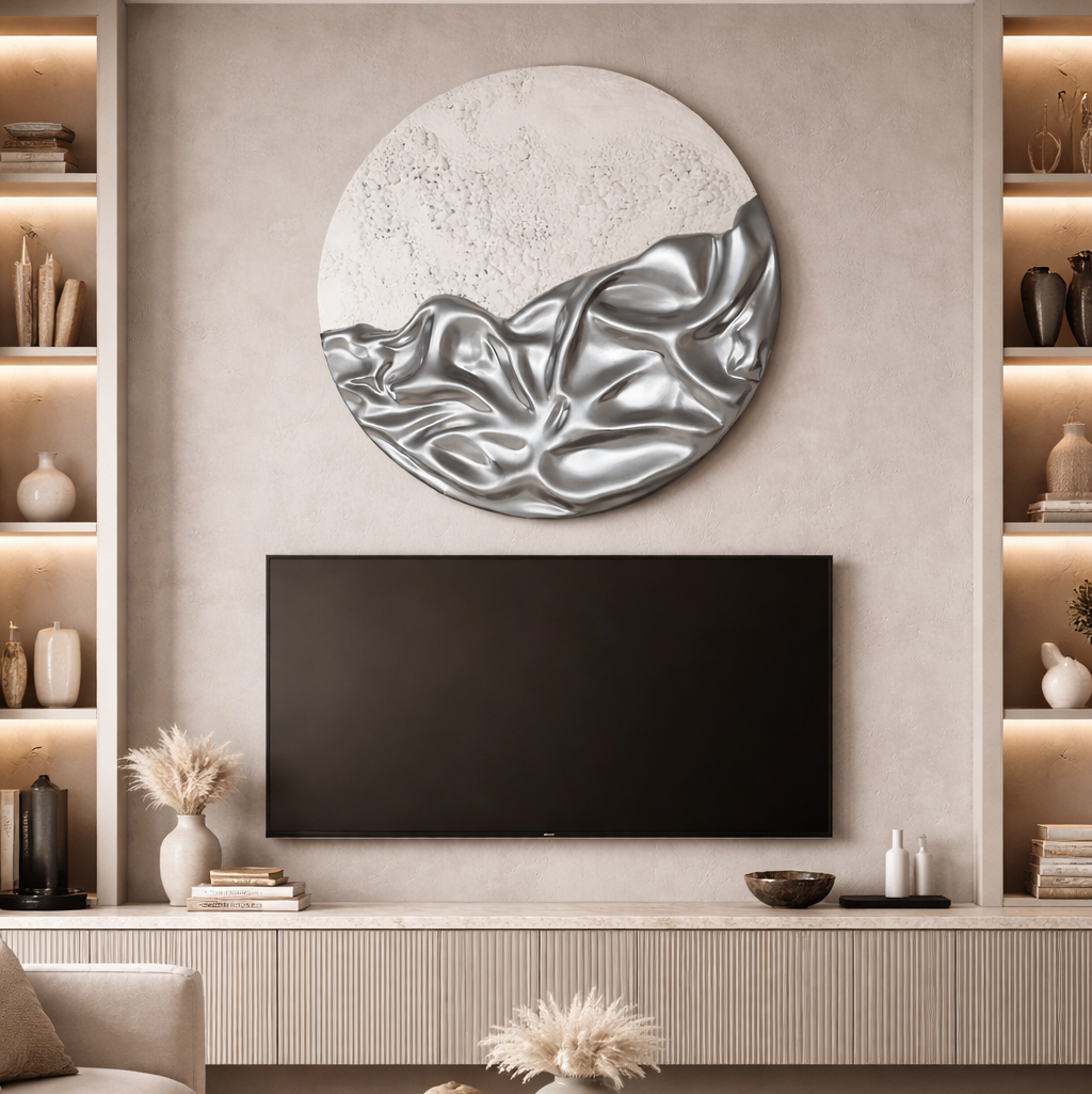 Silver Horizon Modern Textured Wall Art