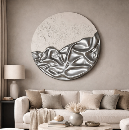 Silver Horizon Modern Textured Wall Art