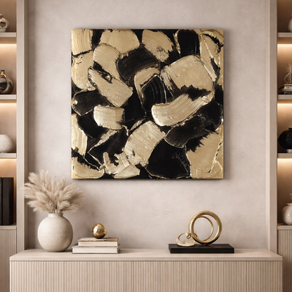Midnight Gold, A Bold Expression of Contemporary handmade painting