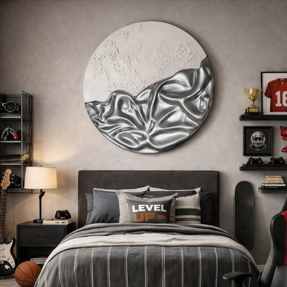 Silver Horizon Modern Textured Wall Art