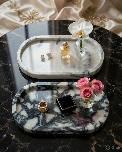 3- pack Hand-poured Mineral Composite Decorative Tray for pooja room and gifting