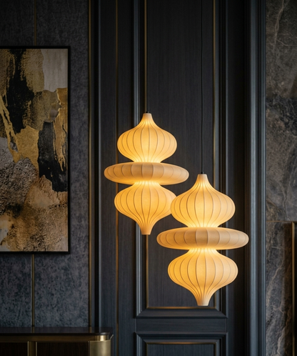 Handcrafted Sculptural Tiered Fabric Pendant Light for your luxury space