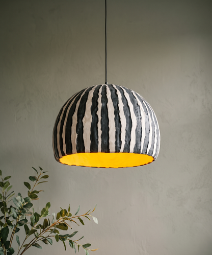 Handcrafted Striped Modern Artisan Dome Pendant Light for your home