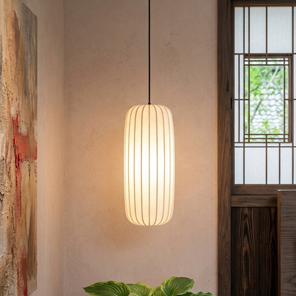 Set of 3 minimalist Ribbed Fabric Pendant Hanging Lamps