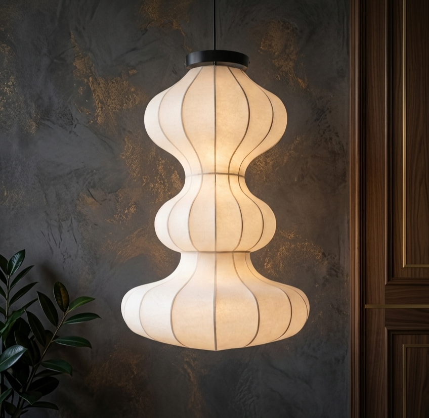 Handmade Fabric Hanging Pendant Light for Living Room, Dining & Luxury Decor