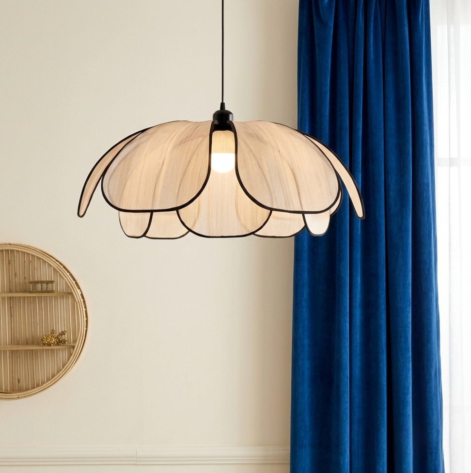 Bloom Fabric Petal Pendant Light | Botanical Woven Hanging Chandelier