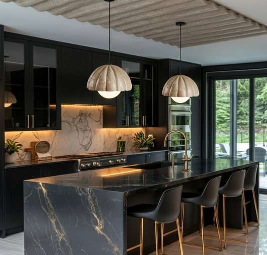 Aura Fluted Dome Pendant Lamp | Handcrafted Wabi-Sabi Hanging Light for Dining & Living Spaces