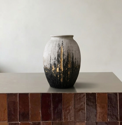 Handcrafted Cotton Paper Mache Floor Vase | Rustic Textured Wabi-Sabi Decorative Accent