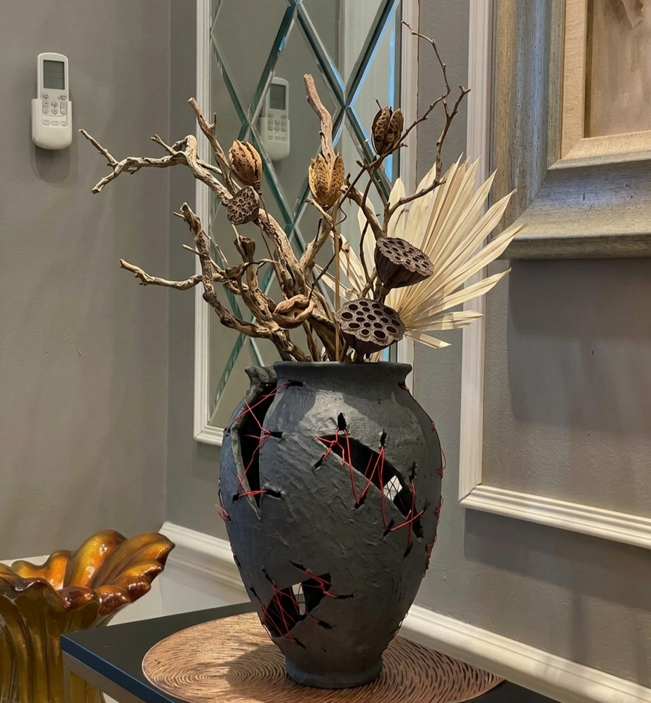 Sutured Shadow Decorative Vessel |luxury statement piece