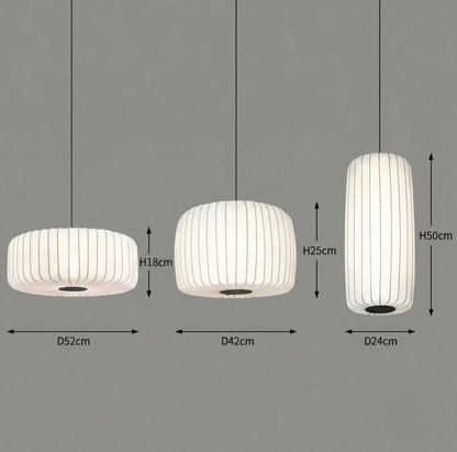 Set of 3 minimalist Ribbed Fabric Pendant Hanging Lamps