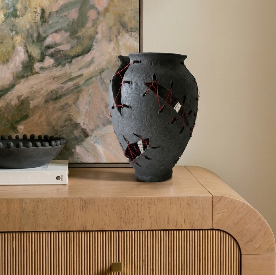 Sutured Shadow Decorative Vessel |luxury statement piece