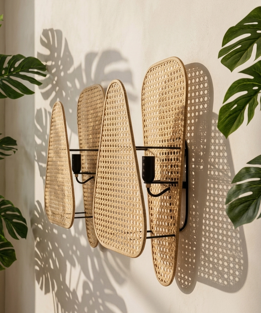 Handmade Cane Wall Lamp | Rattan Wall Lamp for house and hotel