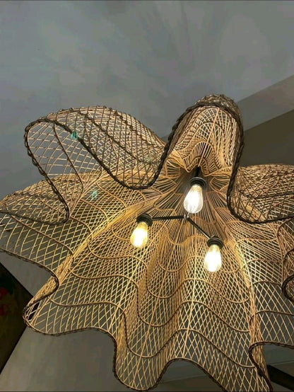 Handmade Cane Large Ceiling Lamp | Cane Chandelier