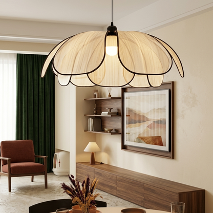 Bloom Fabric Petal Pendant Light | Botanical Woven Hanging Chandelier