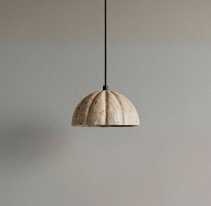 Aura Fluted Dome Pendant Lamp | Handcrafted Wabi-Sabi Hanging Light for Dining & Living Spaces