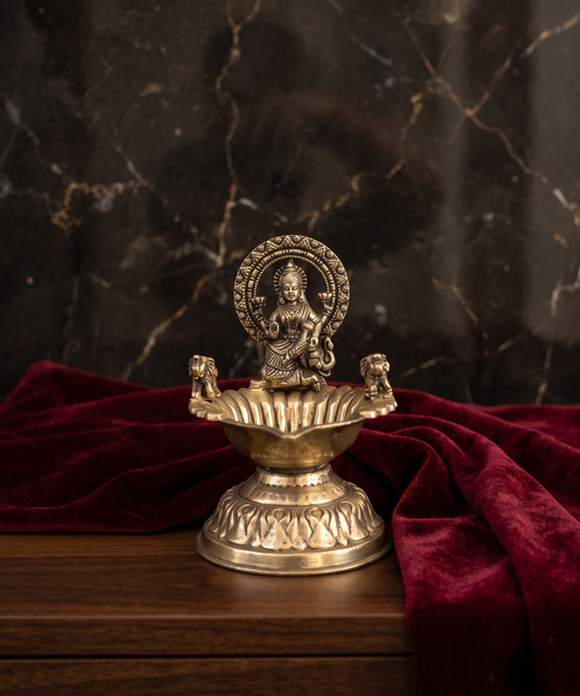 The Sacred Gaj Laxmi Brass Diya – Handcrafted Heritage Oil Lamp