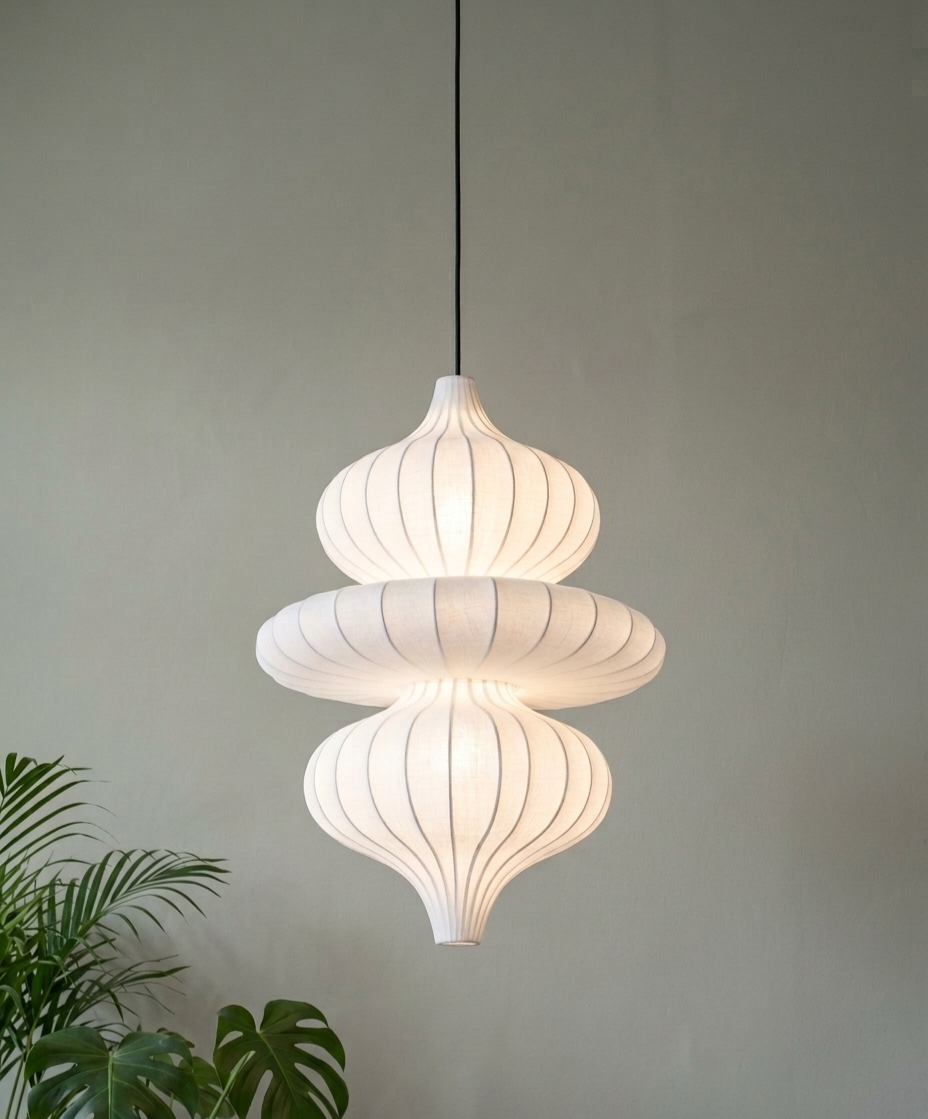 Handcrafted Sculptural Tiered Fabric Pendant Light for your luxury space