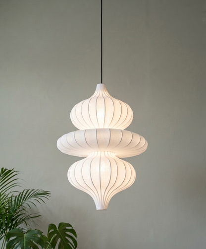Handcrafted Sculptural Tiered Fabric Pendant Light for your luxury space