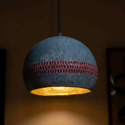 Artisan Dome Pendant Light Handcrafted Textured Ceiling Hanging Lamp for Living Room, Dining & Bedside Decor