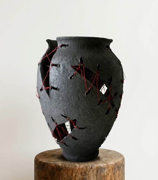 Sutured Shadow Decorative Vessel |luxury statement piece