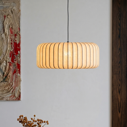 Set of 3 minimalist Ribbed Fabric Pendant Hanging Lamps