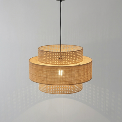 Hexagon cane Webbing Ceiling Lamp| lights for cafés and resorts