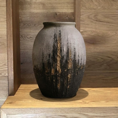 Handcrafted Cotton Paper Mache Floor Vase | Rustic Textured Wabi-Sabi Decorative Accent