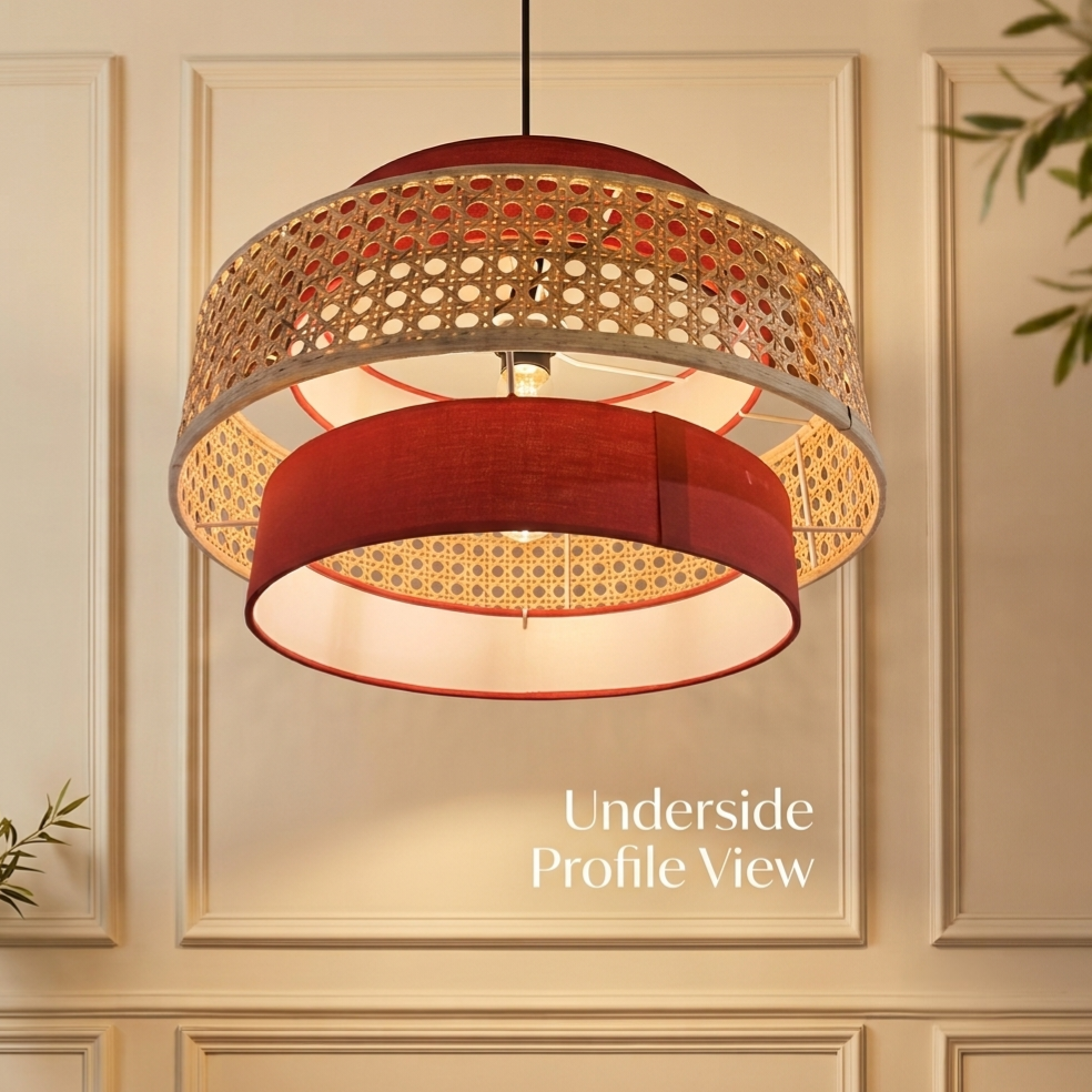 Hexagon cane webbing pendant lamp for hotel