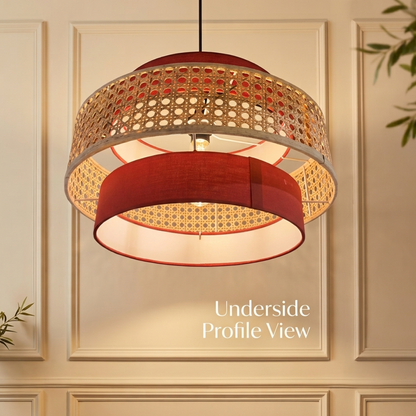 Hexagon cane webbing pendant lamp for hotel