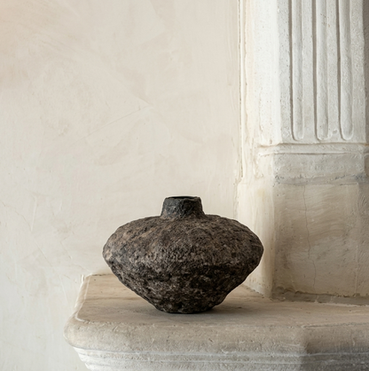 Handcrafted Wabi-Sabi Papier-Mâché Sculptural Vase | Eco-Friendly, Shatterproof Accent Decor