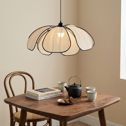 Bloom Fabric Petal Pendant Light | Botanical Woven Hanging Chandelier