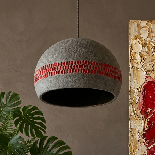 Artisan Dome Pendant Light Handcrafted Textured Ceiling Hanging Lamp for Living Room, Dining & Bedside Decor