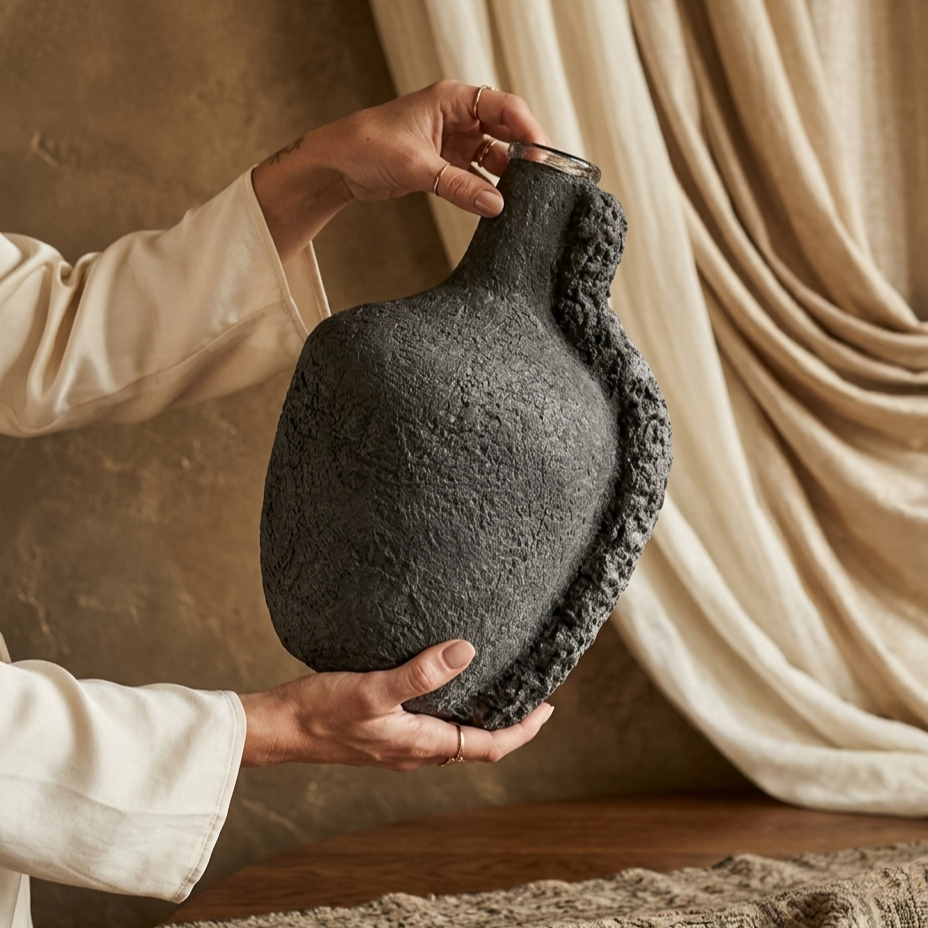 Handcrafted Luxury Textured Decorative Vase | Organic Modern Statement Flower Pot for Home & Living Room Decor