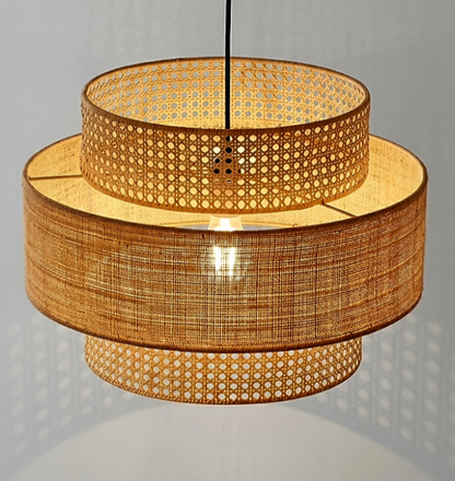 Hexagon cane Webbing Ceiling Lamp| lights for cafés and resorts