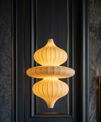 Handcrafted Sculptural Tiered Fabric Pendant Light for your luxury space