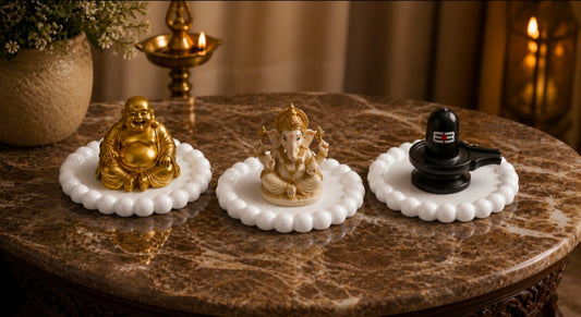 3 Luxury White Glossy Concrete Tray – Handmade Mini Decor Plate