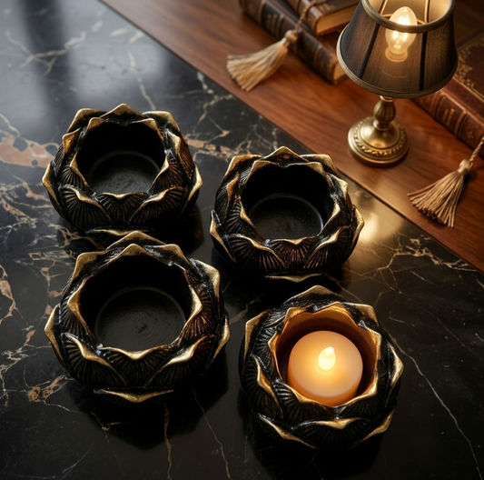 Set of 4 Lotus shape Candle Holders
