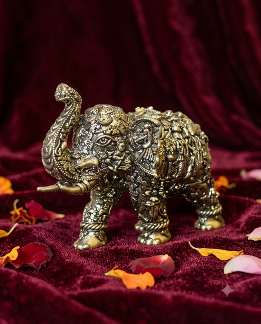 Handcrafted Brass Nari Kunjar Elephant Figurine | Antique Composite Elephant Idol