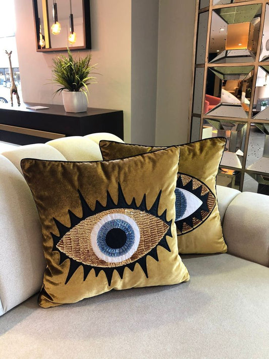 Nazar Heirloom Velvet Accent Cushions Hand-Embroidered by Master Karigars (Pair)