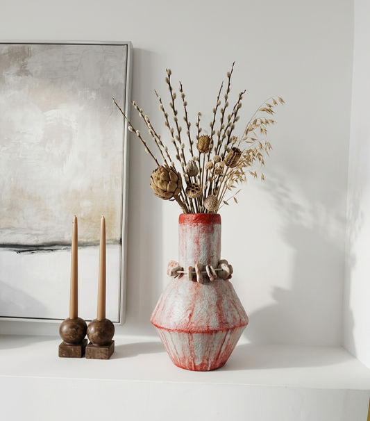 Handmade Modern Organic Dune Sculptural Vase for Contemporary Interiors, Living Room Decor & Dry Flower Arrangements