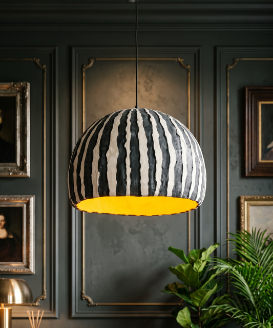 Handcrafted Striped Modern Artisan Dome Pendant Light for your home