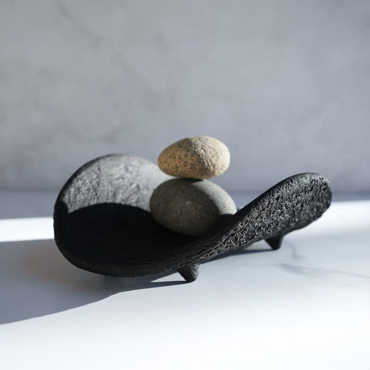 Textured Footed Decorative Centerpiece Bowl Modern Wabi Sabi Pedestal Tray for Living Room & Table Decor