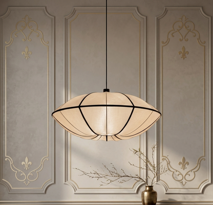 White Fabric Japanese Style Pendant Lamp
