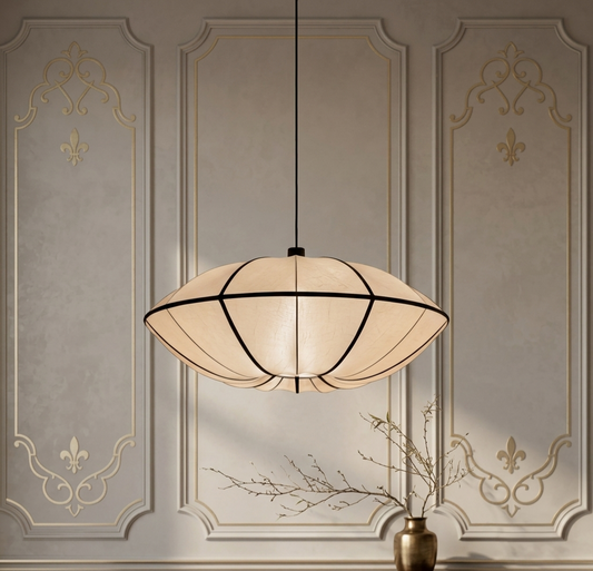 White Fabric Japanese Style Pendant Lamp
