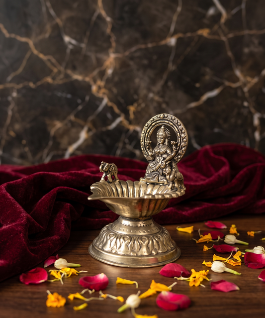 The Sacred Gaj Laxmi Brass Diya – Handcrafted Heritage Oil Lamp