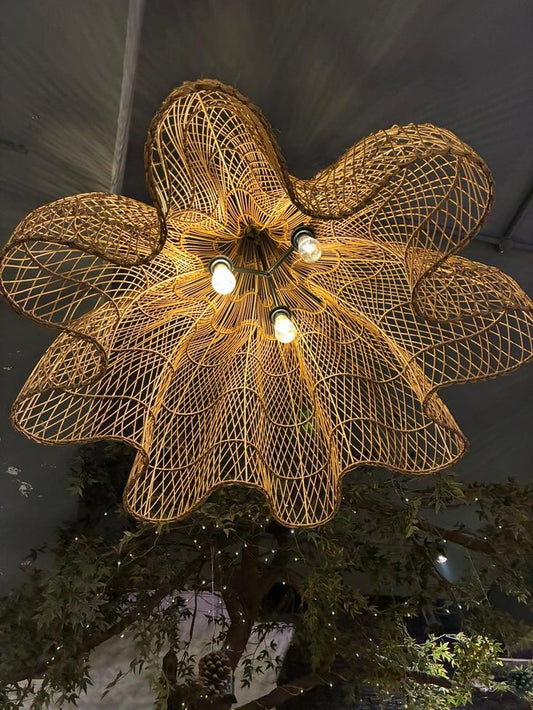Handmade Cane Large Ceiling Lamp | Cane Chandelier