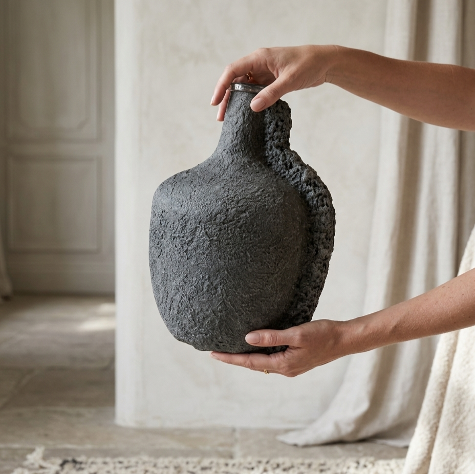 Handcrafted Luxury Textured Decorative Vase | Organic Modern Statement Flower Pot for Home & Living Room Decor