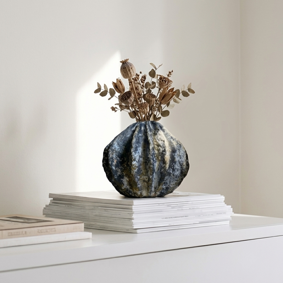 Handmade Textured Flower Vase | Designer Decorative Table Accent for Home & Events