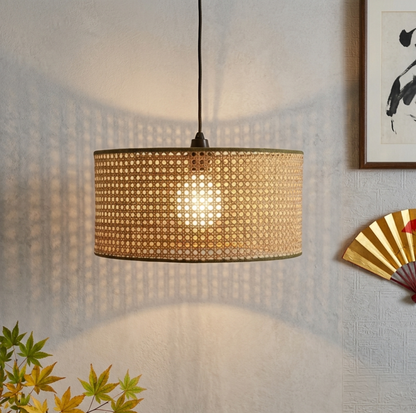 Handcrafted Cane Drum Pendant Light